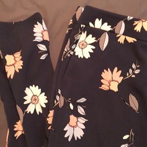 LOFT Navy and floral dress pants
